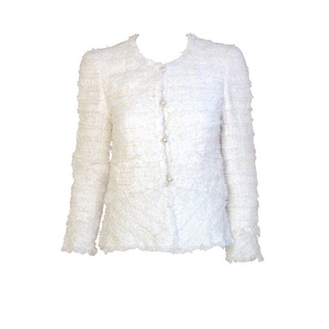 chanel coat white fringe pearl buttons|old chanel jackets for sale.